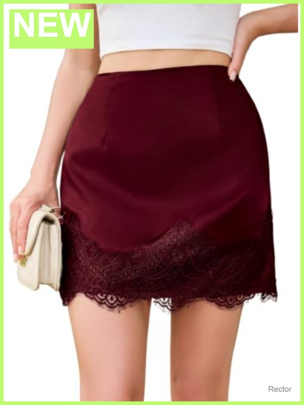 High Waist Lace Hem Mini Skirt Stretch Sheath Party Cocktail